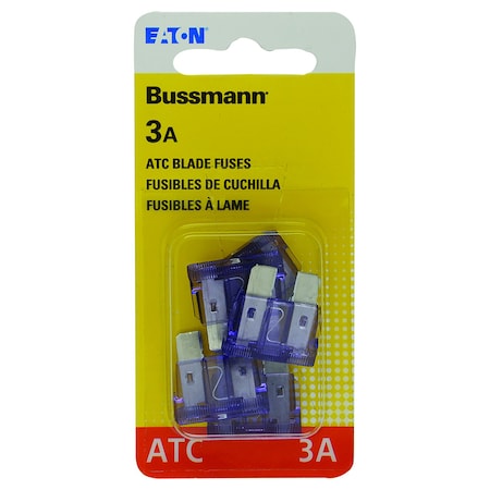 Eaton Bussmann Automotive Fuse, ATC Series, 3A, 32V DC, Non-Indicating, 5 PK BP/ATC-3-RP